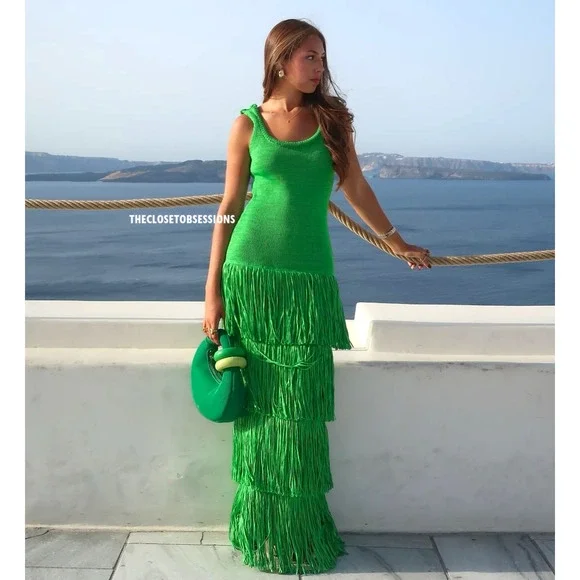 MANGO x SIMON MILLER Knit Fringe Maxi Dress NWTBlogger Fave -  threedaughtersproperties.com